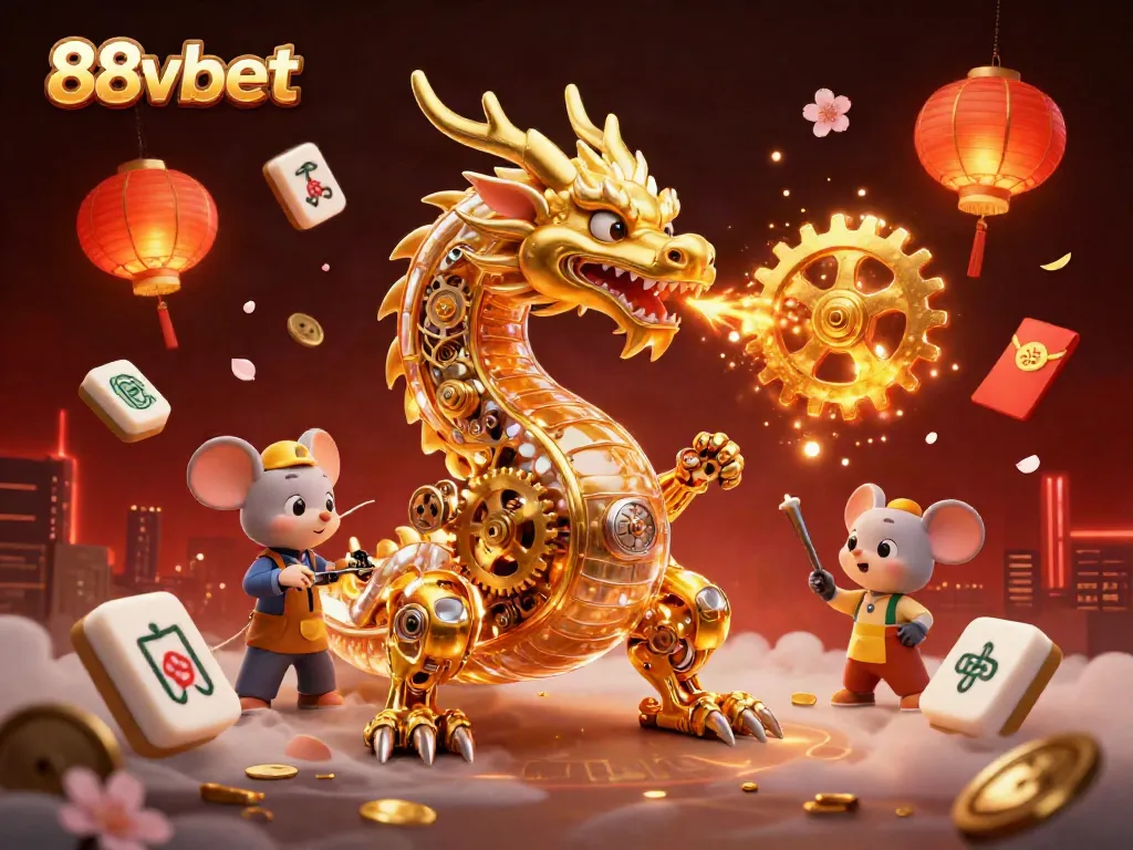 Experience thrilling gameplay with 88vbet as a golden dragon enriches a vibrant casino scene.