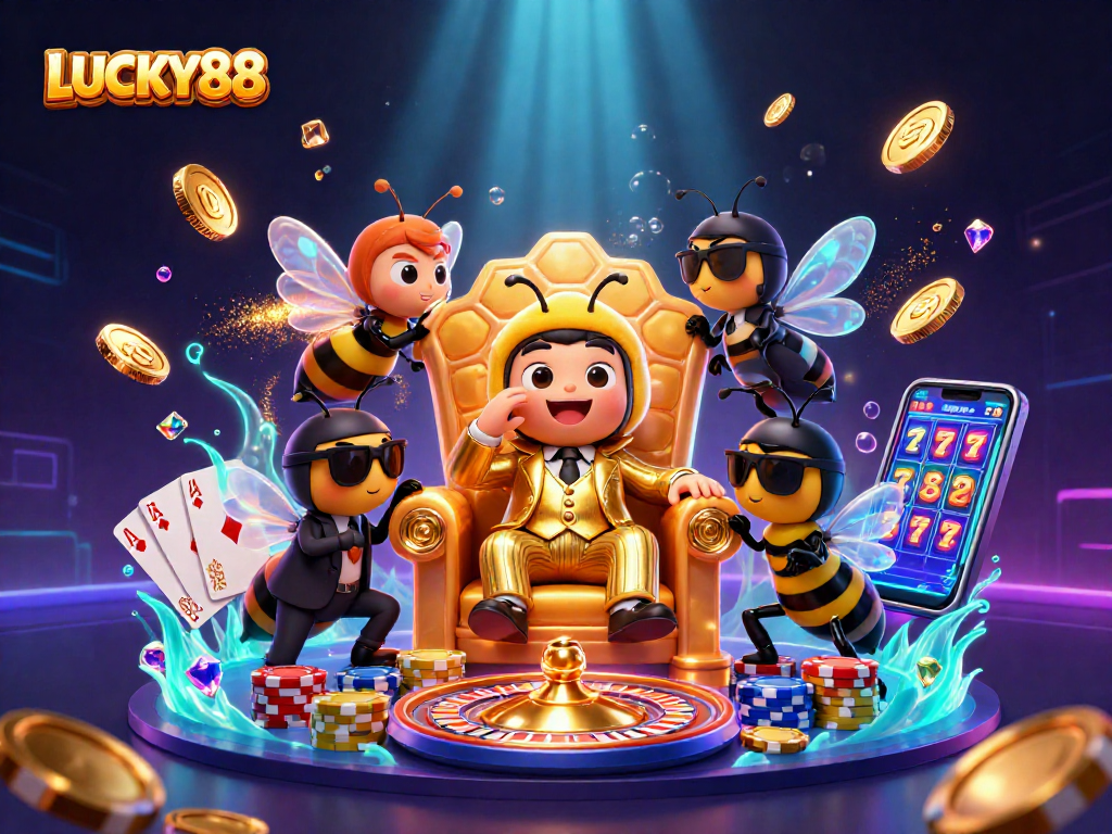 Experience thrilling betting at LUCKY88 with engaging characters and vibrant casino elements.