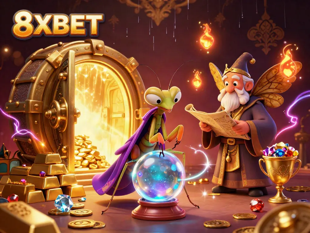 8XBET offers engaging gaming experiences with colorful characters and rich casino elements, reflecting excitement and strategy.