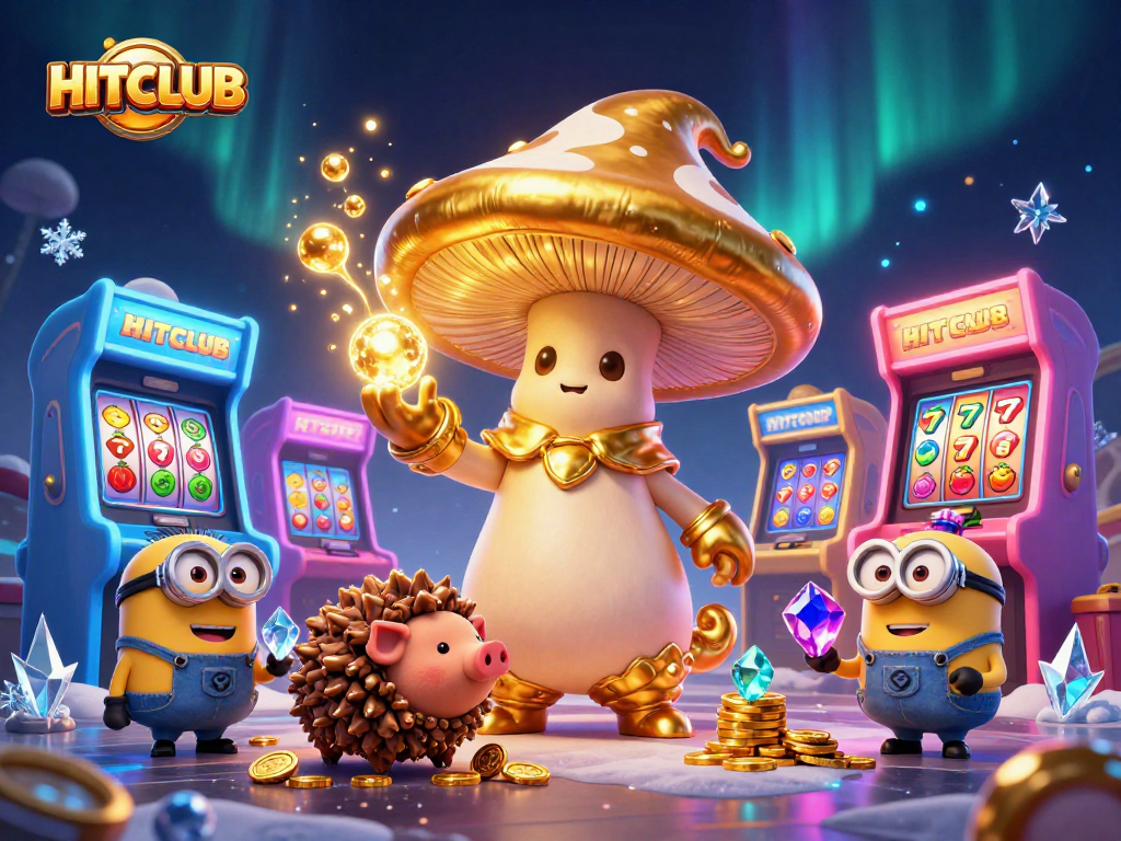 Engage with HITCLUB's magical 3D casino realm featuring a whimsical wizard and treasure-hunting pig.