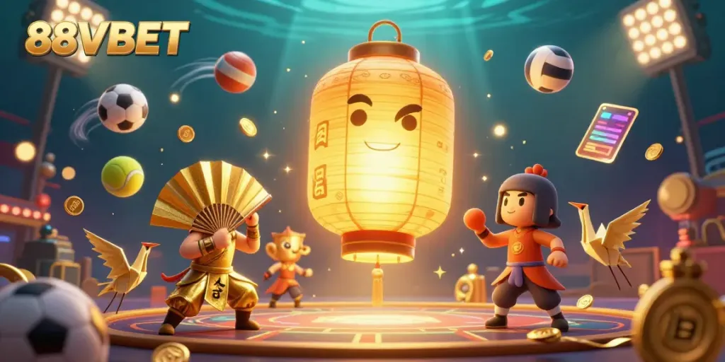 Experience thrilling gaming with 88VBET in a lively night market casino scene.