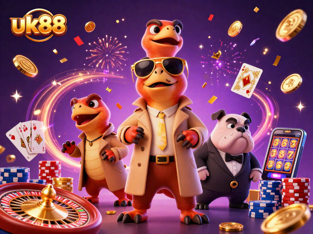 Experience exciting wins at uk88 casino featuring raptors in disguise, golden coins, and dynamic game action.