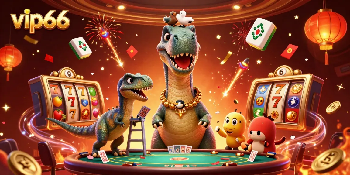 Experience thrilling slots and gaming excitement with vip66 in this vibrant 3D casino illustration.