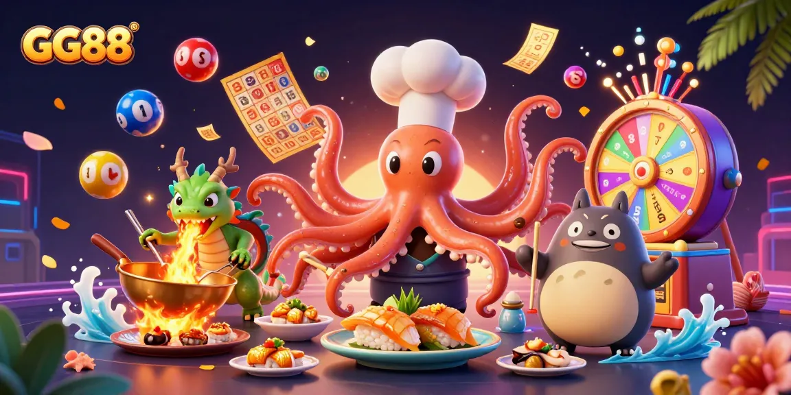 Experience the excitement of GG88 online gaming with vibrant characters and lottery elements.