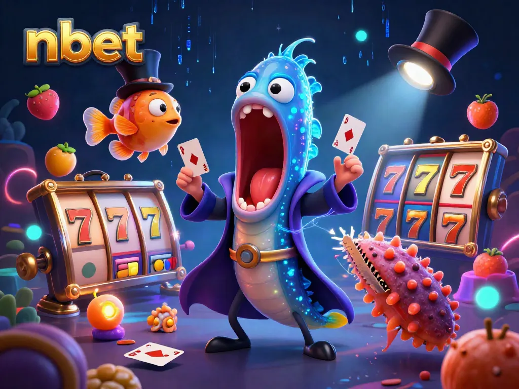 nbet platform showcasing vibrant slot machines and animated sea creatures performing tricks in an underwater casino