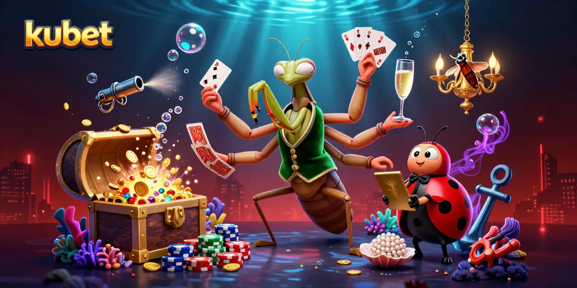 Kubet offers an exciting gaming experience with vibrant characters engaged in thrilling casino games amidst dynamic underwater elements.